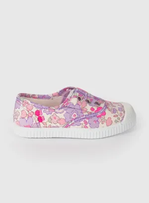 Hampton Canvas Plum Print Plimsolls in Lilac Betsy