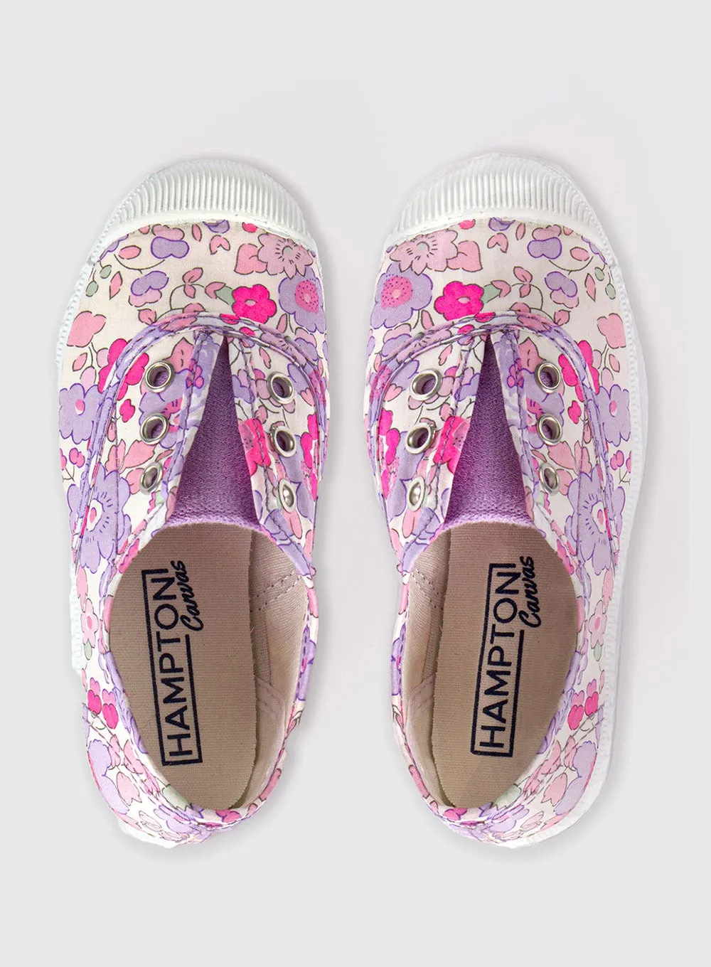 Hampton Canvas Plum Print Plimsolls in Lilac Betsy