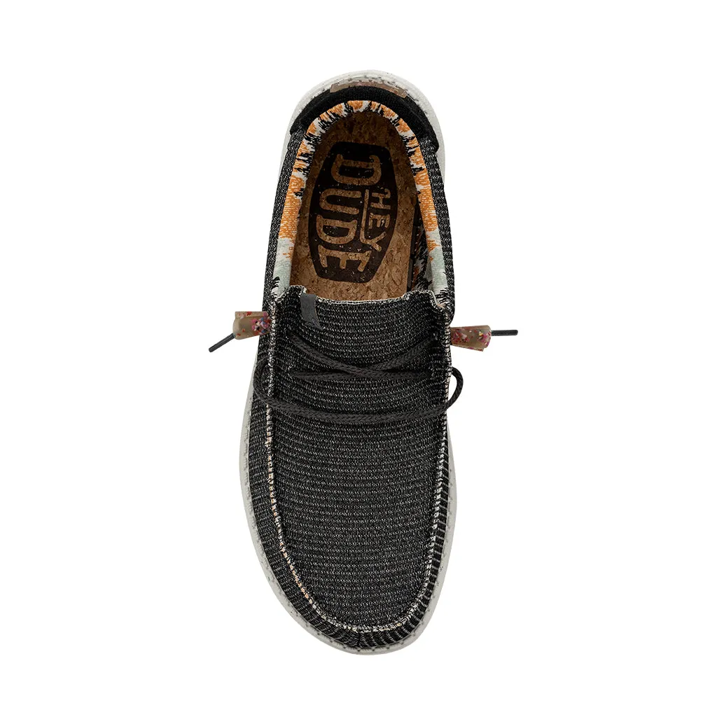 Hey Dude Wally Knit Charcoal Men's Slip On Organic Cotton Canvas Shoes