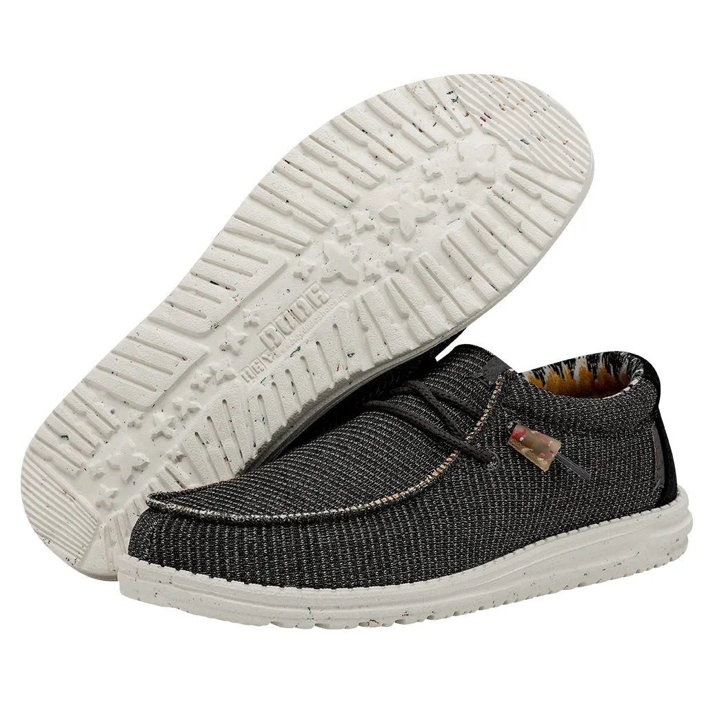 Hey Dude Wally Knit Charcoal Men's Slip On Organic Cotton Canvas Shoes