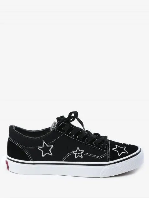 Impressive Embroidery Stars Skate Shoes