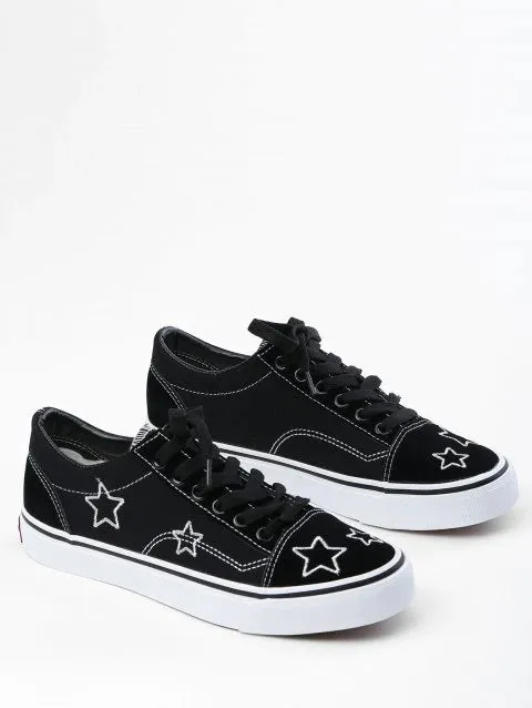 Impressive Embroidery Stars Skate Shoes