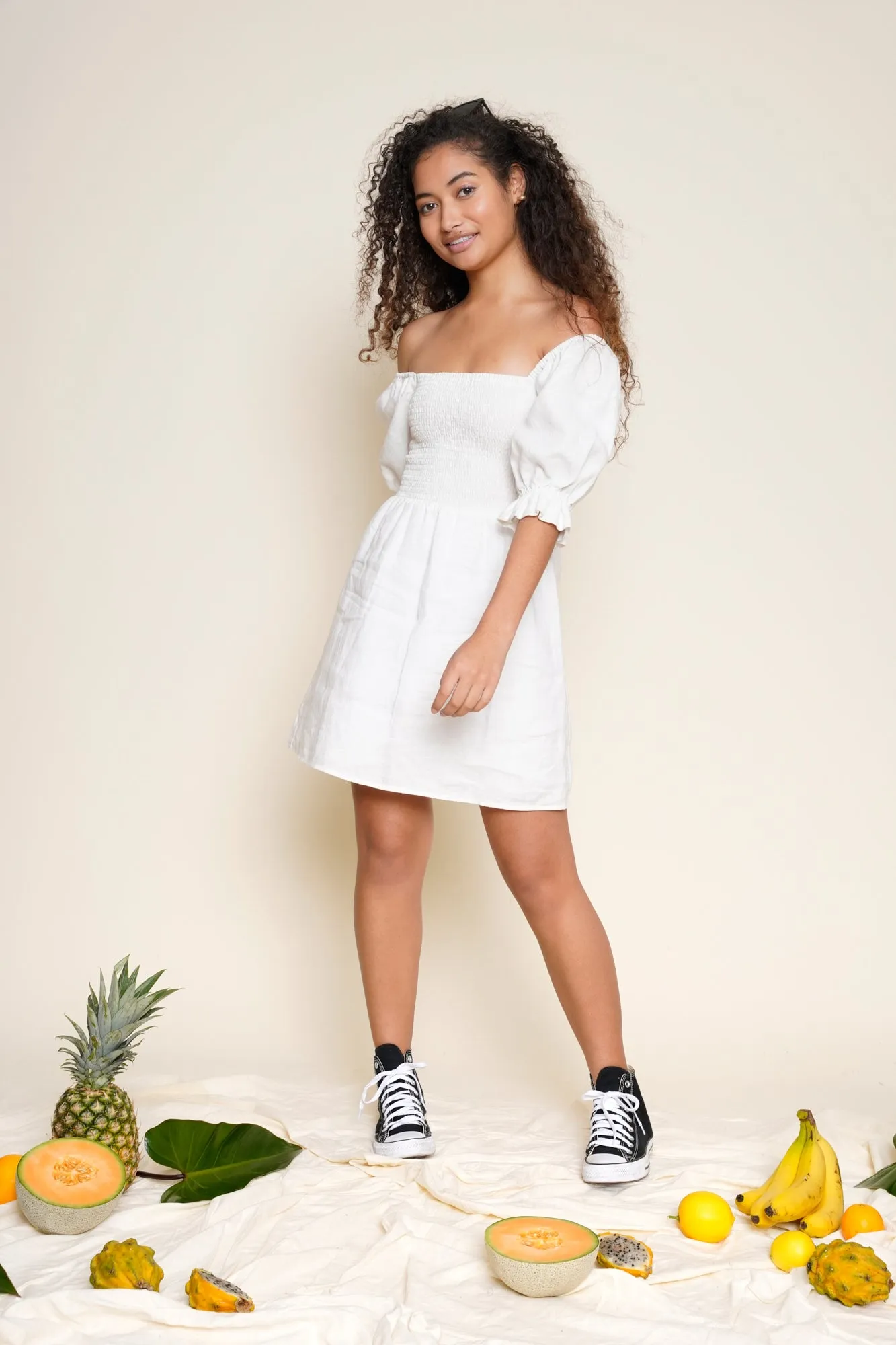 Joni Dress in Coconut Linen