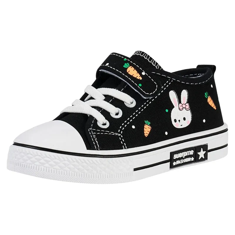 Kids Shoes Girl Sneakers Cute Cartoon Rabbit Flats Children Casual Sneakers 6 To 10 Years Canvas Sports Tennis Shoes for Girl