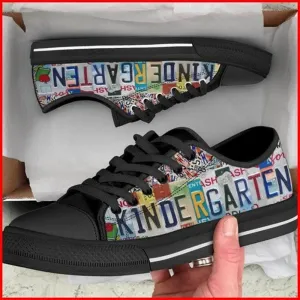 Kindergarten License Plates Canvas Low Top Shoes, Low Top Sneaker, Low Top Canvas Shoes