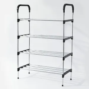 Kuber Industries 5 Layer Shoe Rack | Footwear Holder | Shoe Storage Organizer Cabinet | Multi-Layer Adjustable shoe rack stand | Shoe Stand With Easy Assembly Sturdy Shoe Tower | Black & Silver