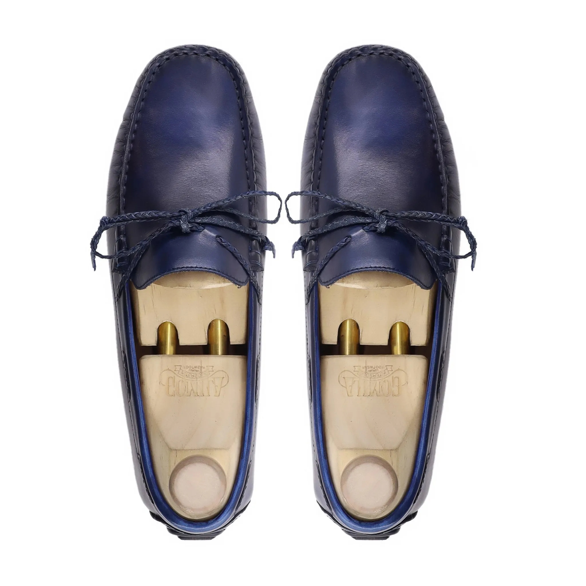 Lacium - Men's Blue Calf Leather Driver Shoe