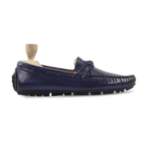 Lacium - Men's Blue Calf Leather Driver Shoe