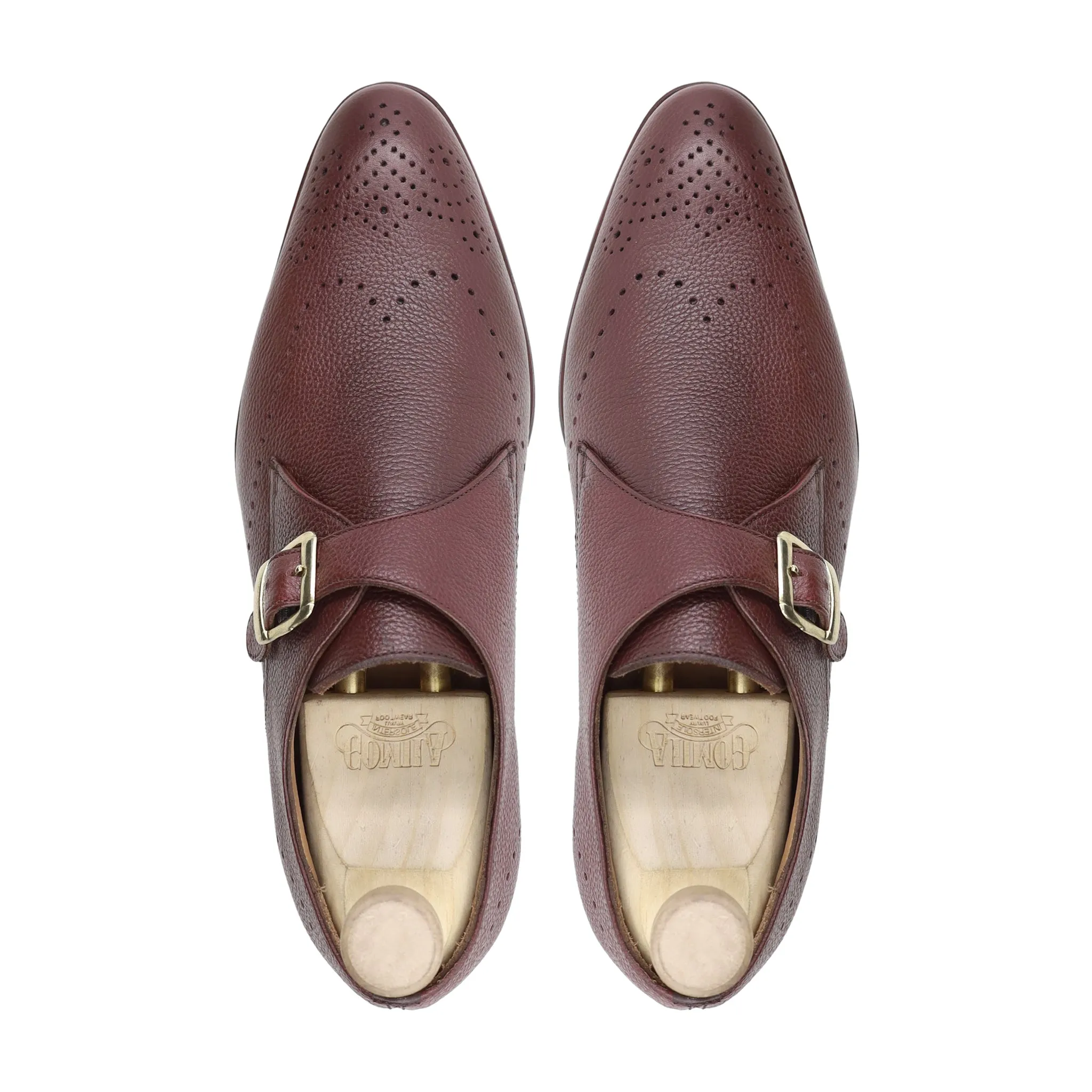 Ludza - Men's Oxblood Pebble Grain Leather Single Monkstrap