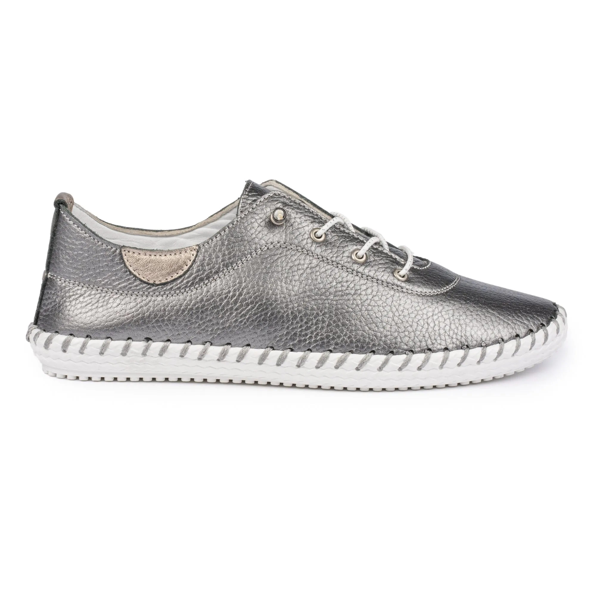 Lunar FLE030 Pewter Womens Casual Comfort Leather Lace Up Trainers