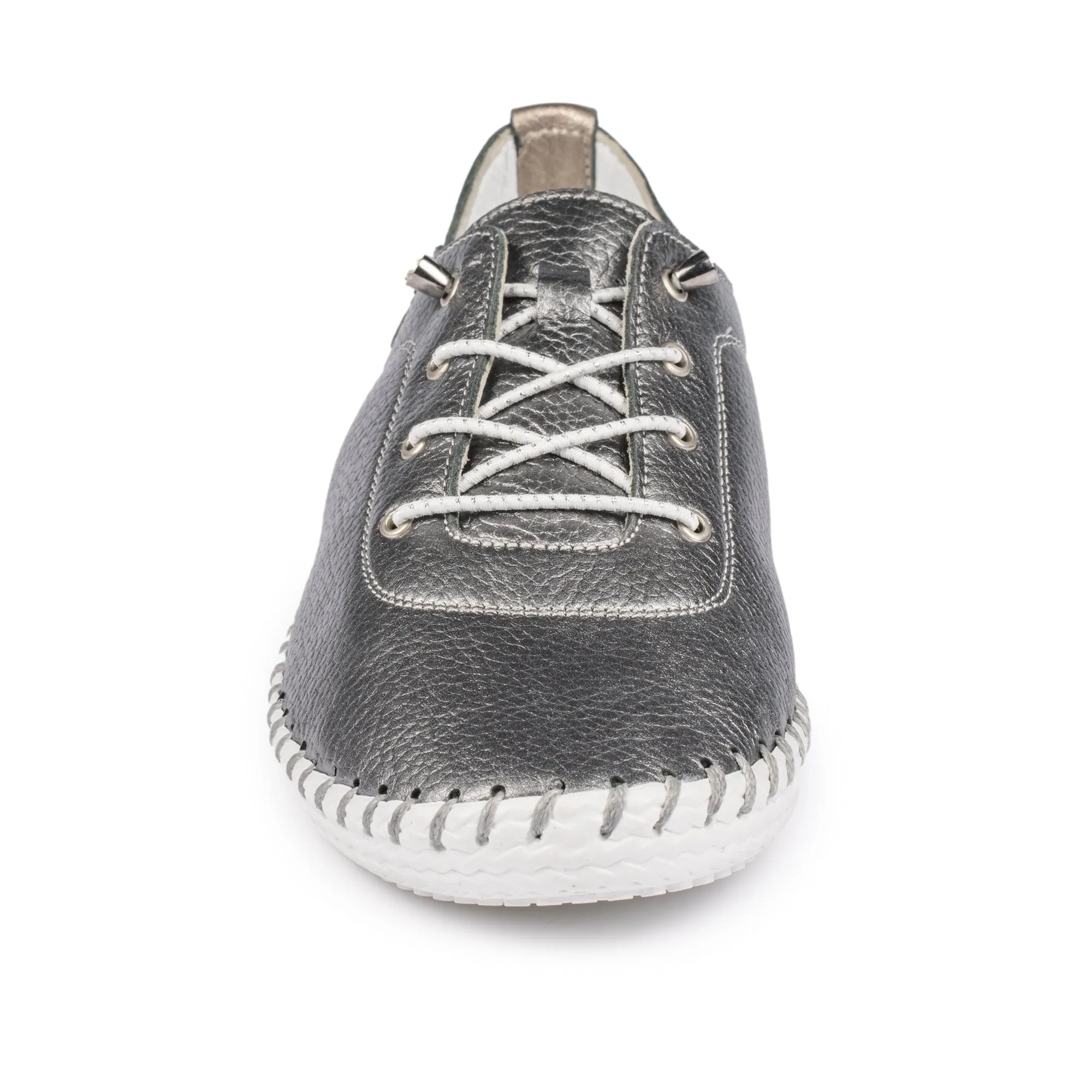 Lunar FLE030 Pewter Womens Casual Comfort Leather Lace Up Trainers