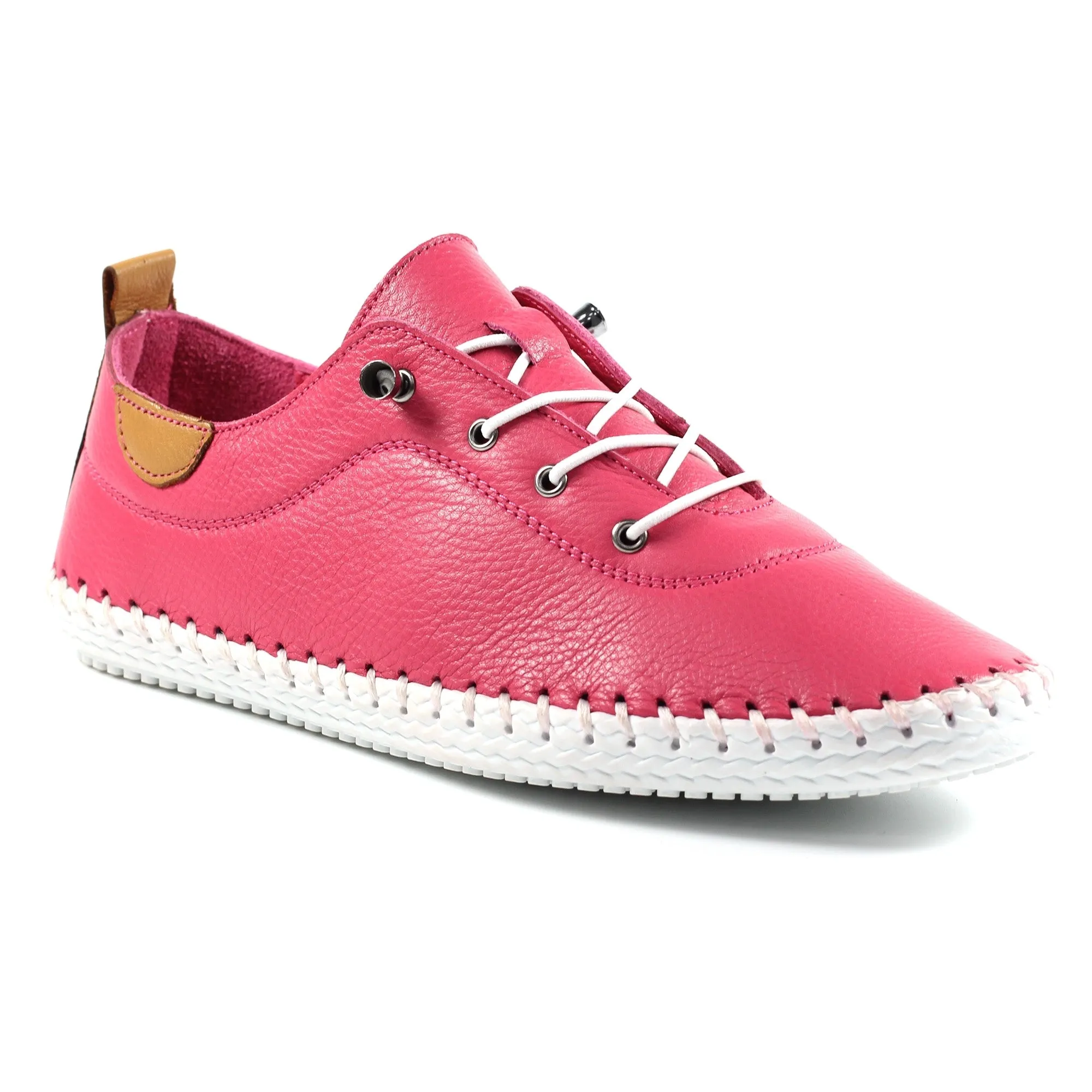 Lunar FLE030 St Ives Rasberry Womens Casual Comfort Leather Lace Up Trainers