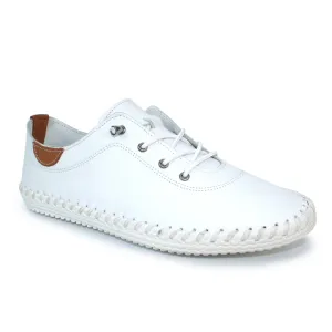 Lunar FLE030 St Ives White Womens Casual Comfort Leather Lace Up Trainers