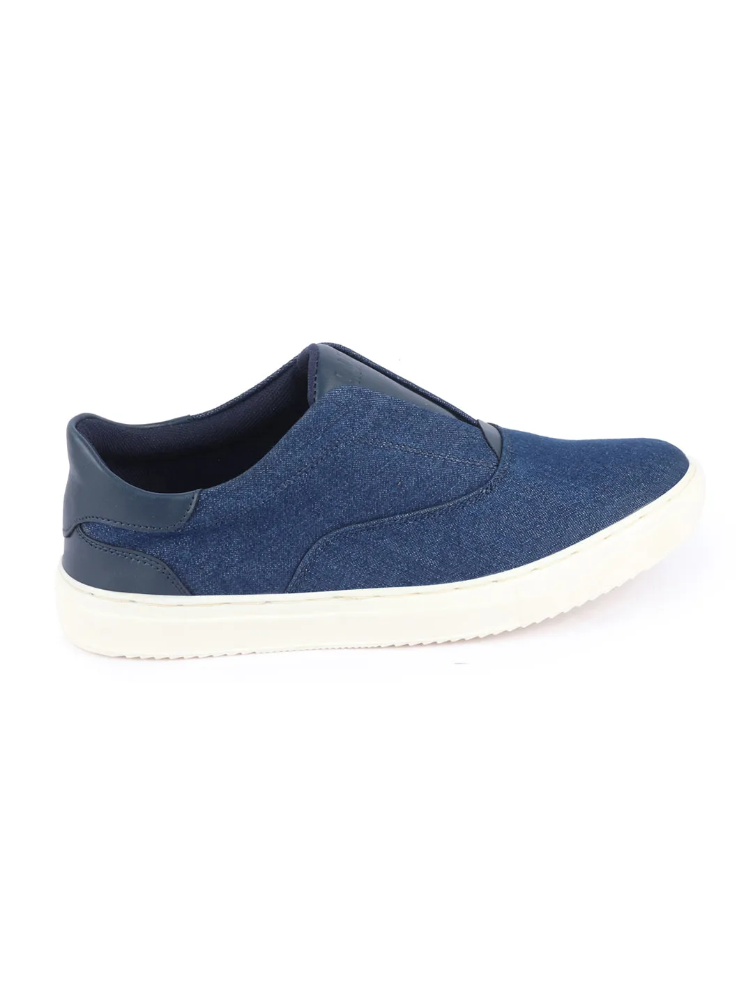 Men Navy Blue Classic Upper Denim Comfort No Touch Slip On Canvas Sneakers Shoes