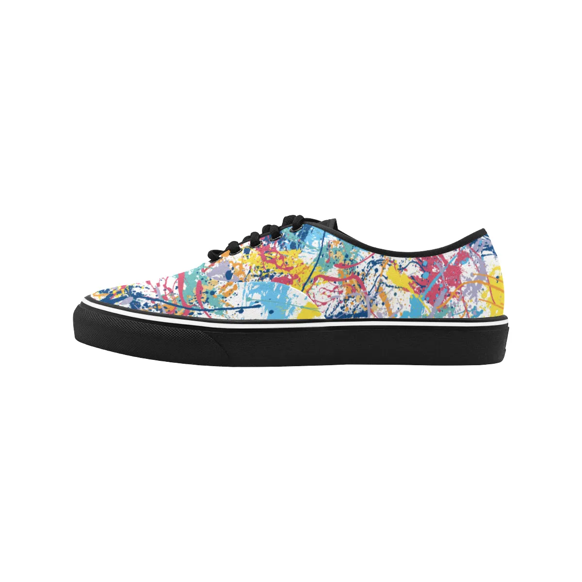 Men's Multicolored Paint Splatter Print Canvas Low Top Shoes