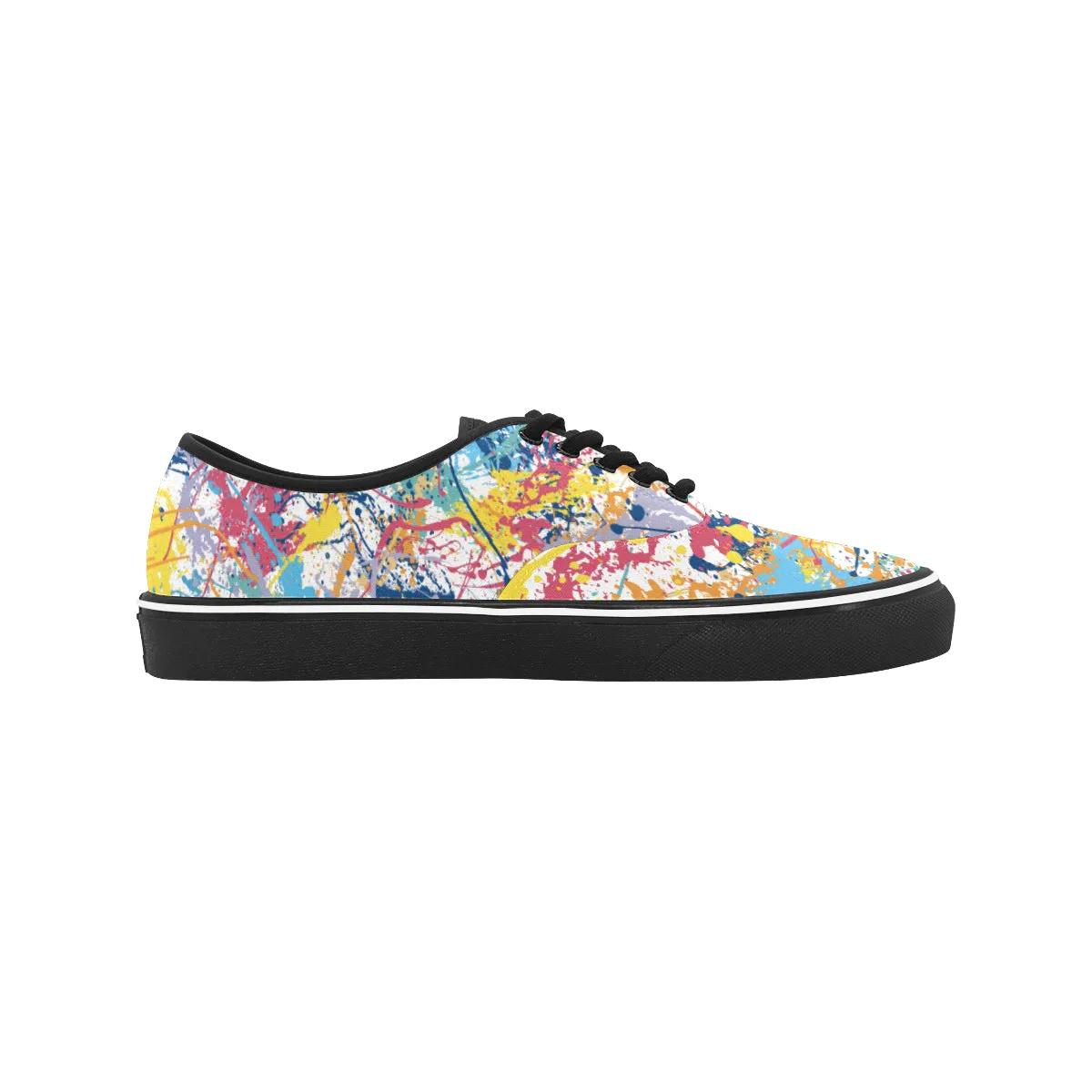 Men's Multicolored Paint Splatter Print Canvas Low Top Shoes