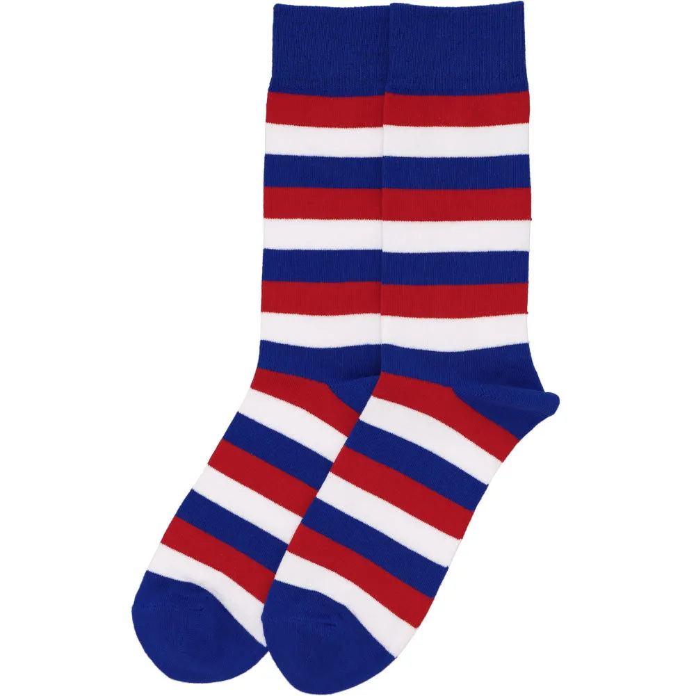 Men's Red, White and Blue Striped Socks