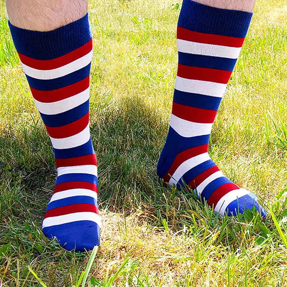 Men's Red, White and Blue Striped Socks