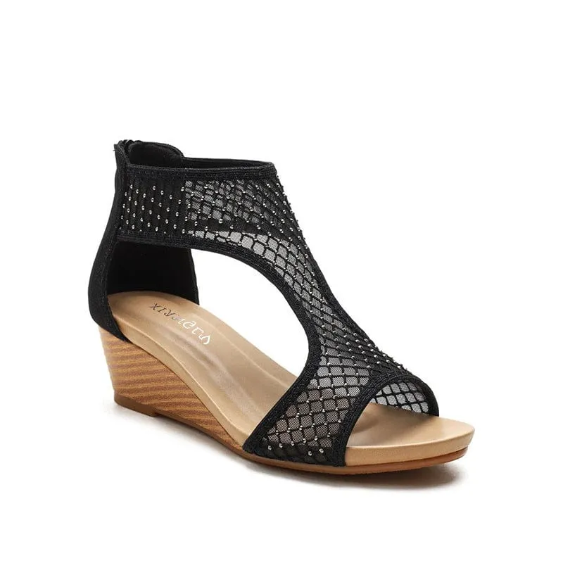 Mesh Wedge Sandals