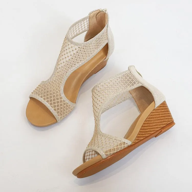 Mesh Wedge Sandals