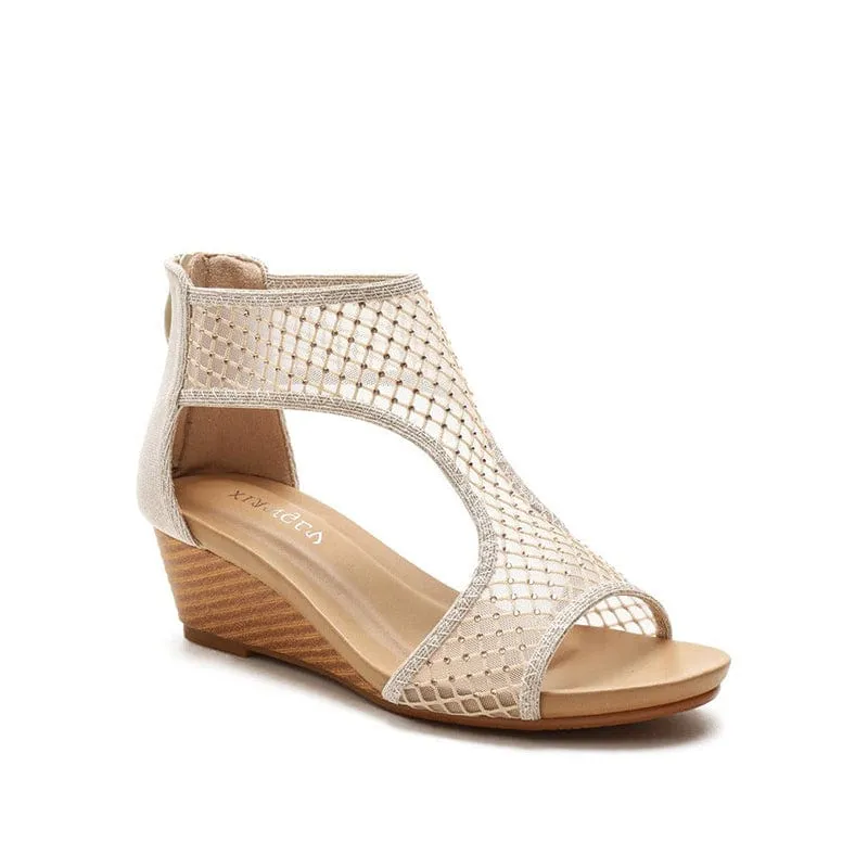 Mesh Wedge Sandals