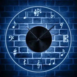 Music Notes Wall Art LED Lighting Wall Decor Modern Design Wall Clock With LED Backlight Treble Clef Lighted Sign Music Lover