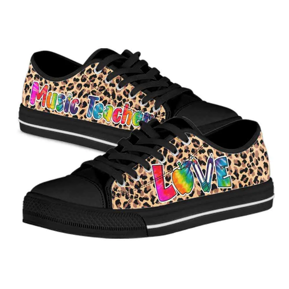 Music Teacher Leopard Love Low Top Shoes, Teacher Shoes, Low Top Sneakers