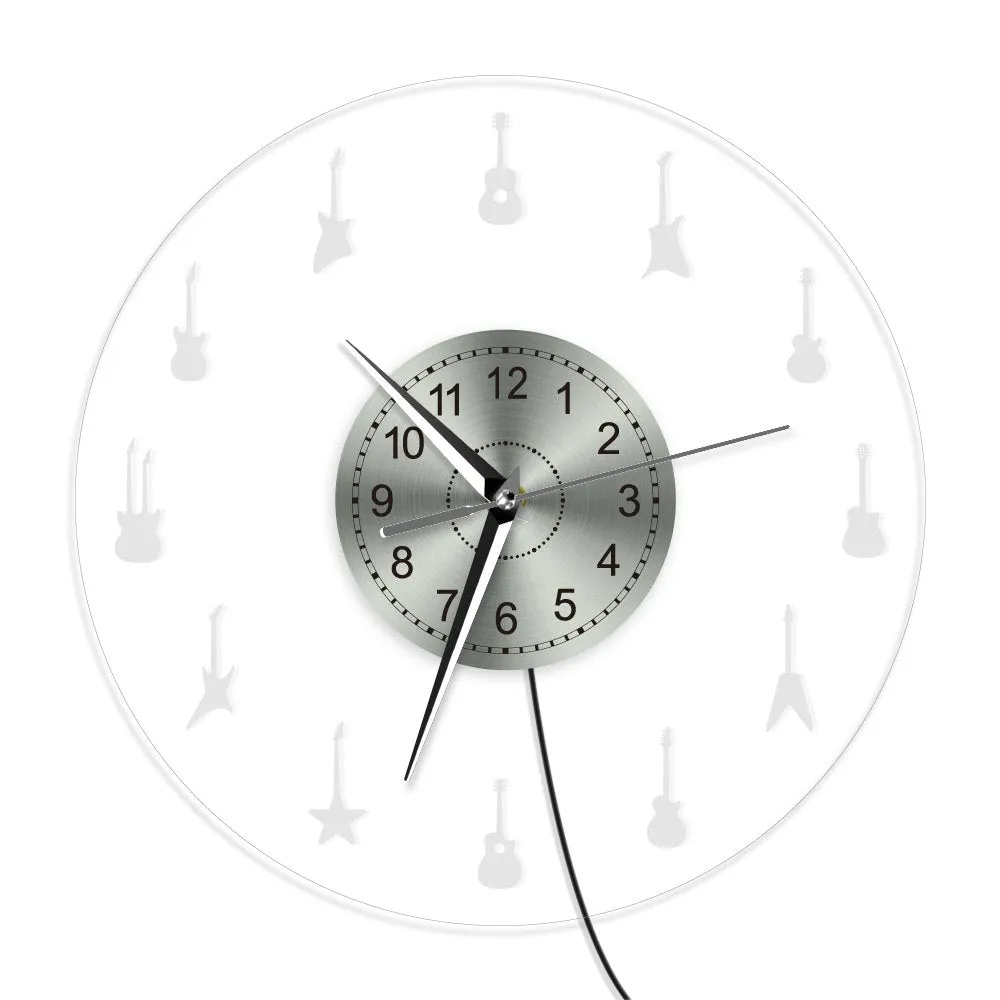 Musical Instruments Studio Room Decor Different Guitars LED Lighting Wall Clock Musical Luminous Wall Clock With Color Changes