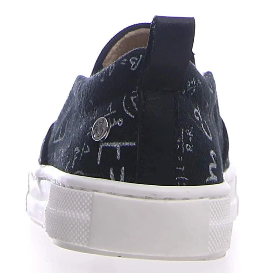 Naturino Girl's & Boy's Prato Canvas Math Print Slip On Sneaker Shoe - Black