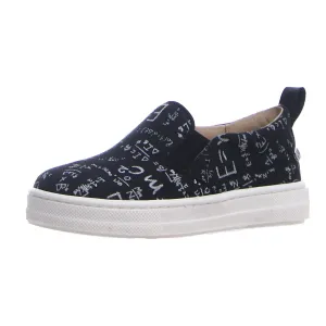 Naturino Girl's & Boy's Prato Canvas Math Print Slip On Sneaker Shoe - Black