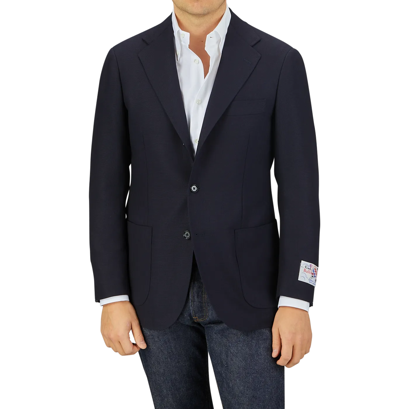 Navy Blue Wool Balloon Travel Blazer