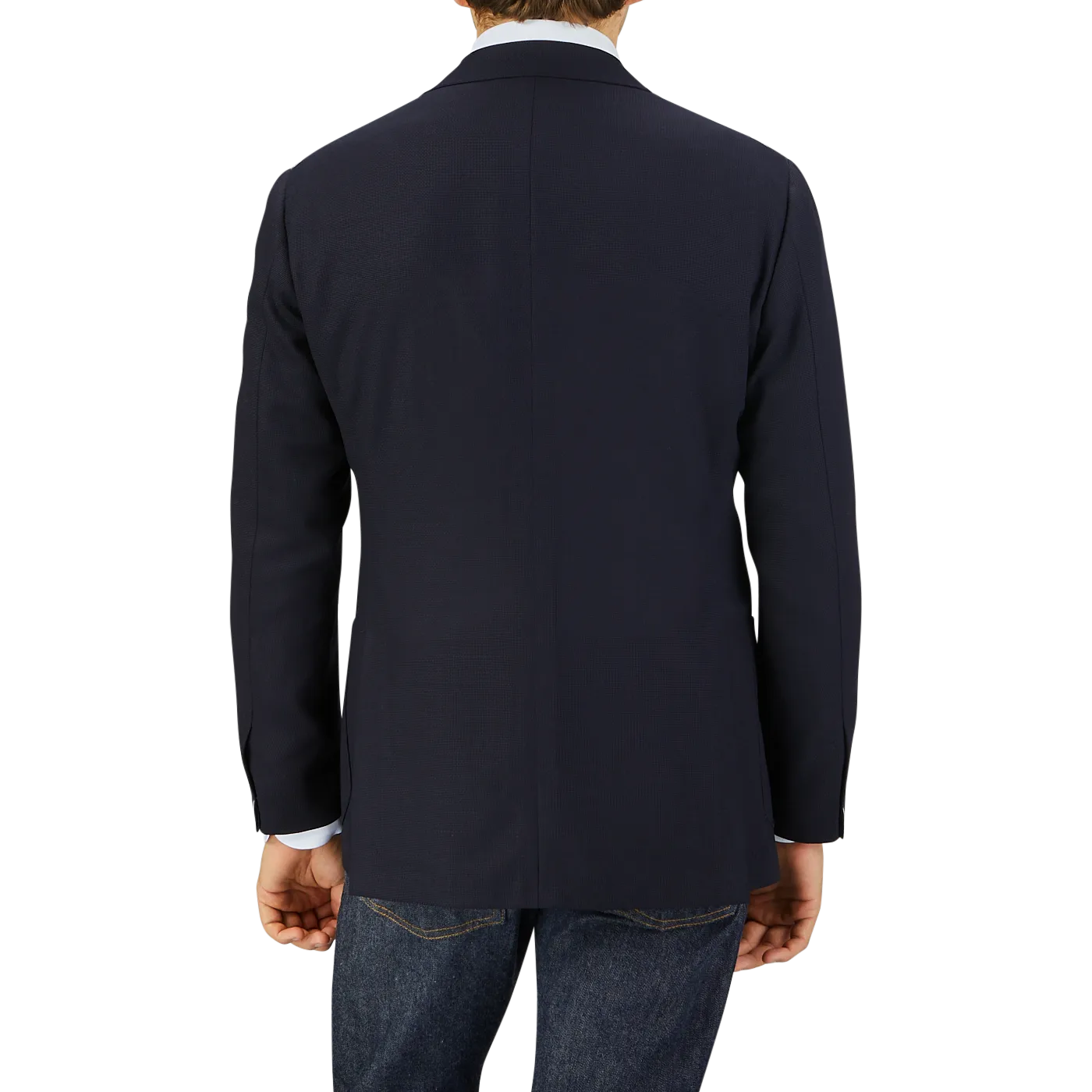 Navy Blue Wool Balloon Travel Blazer