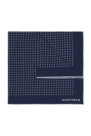 Navy Silk Spot Pocket Square