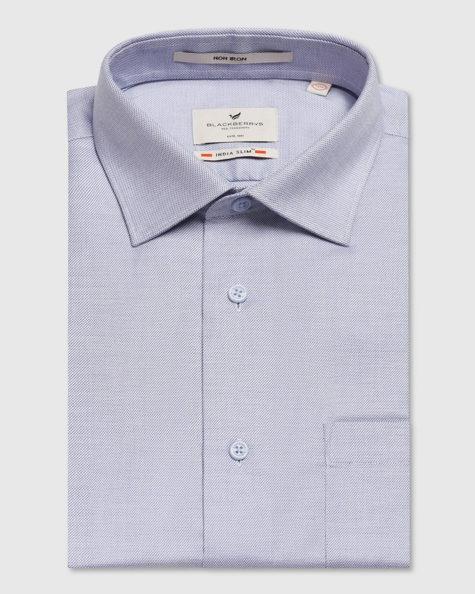 Non Iron Formal Blue Textured Shirt - Seoul