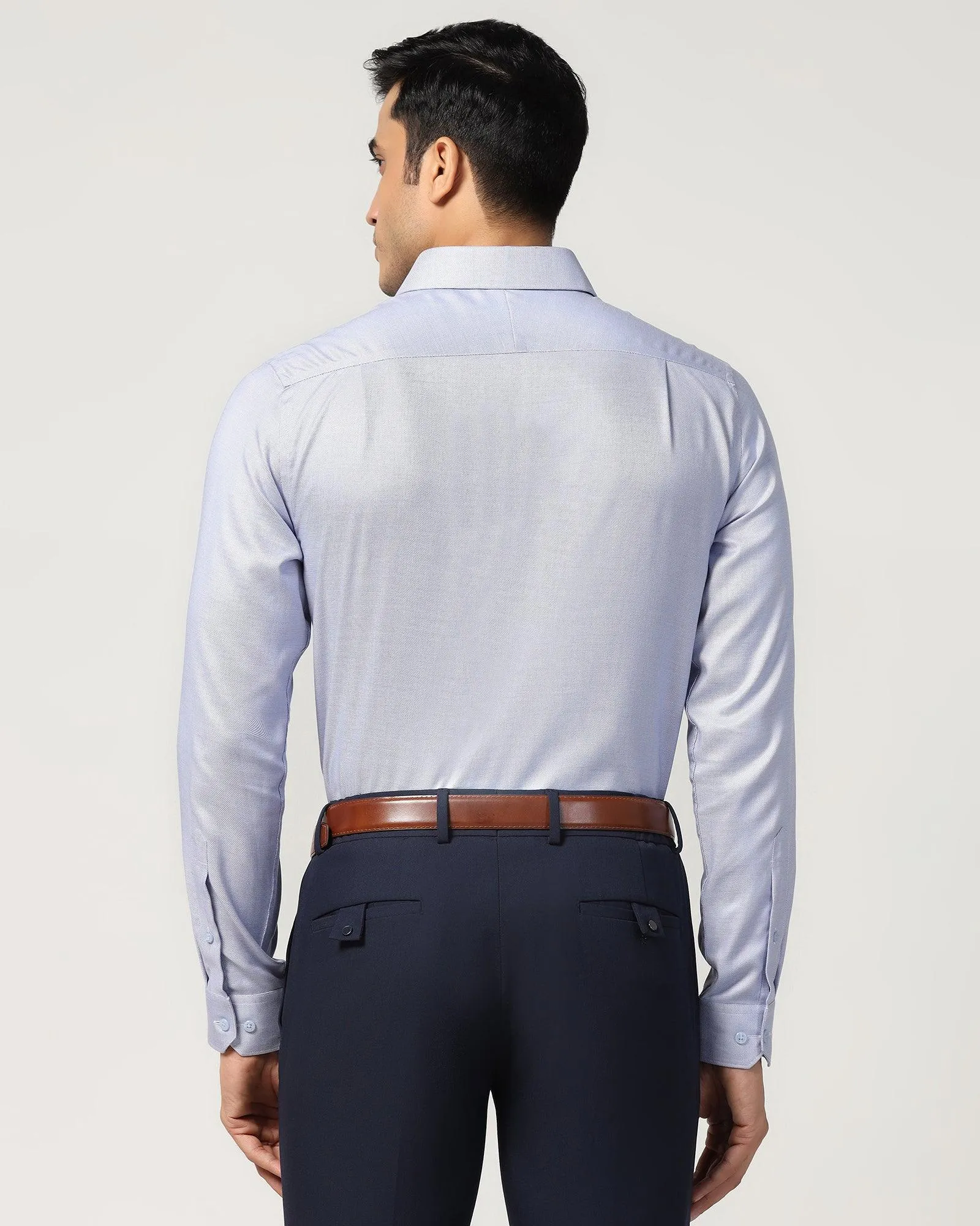 Non Iron Formal Blue Textured Shirt - Seoul