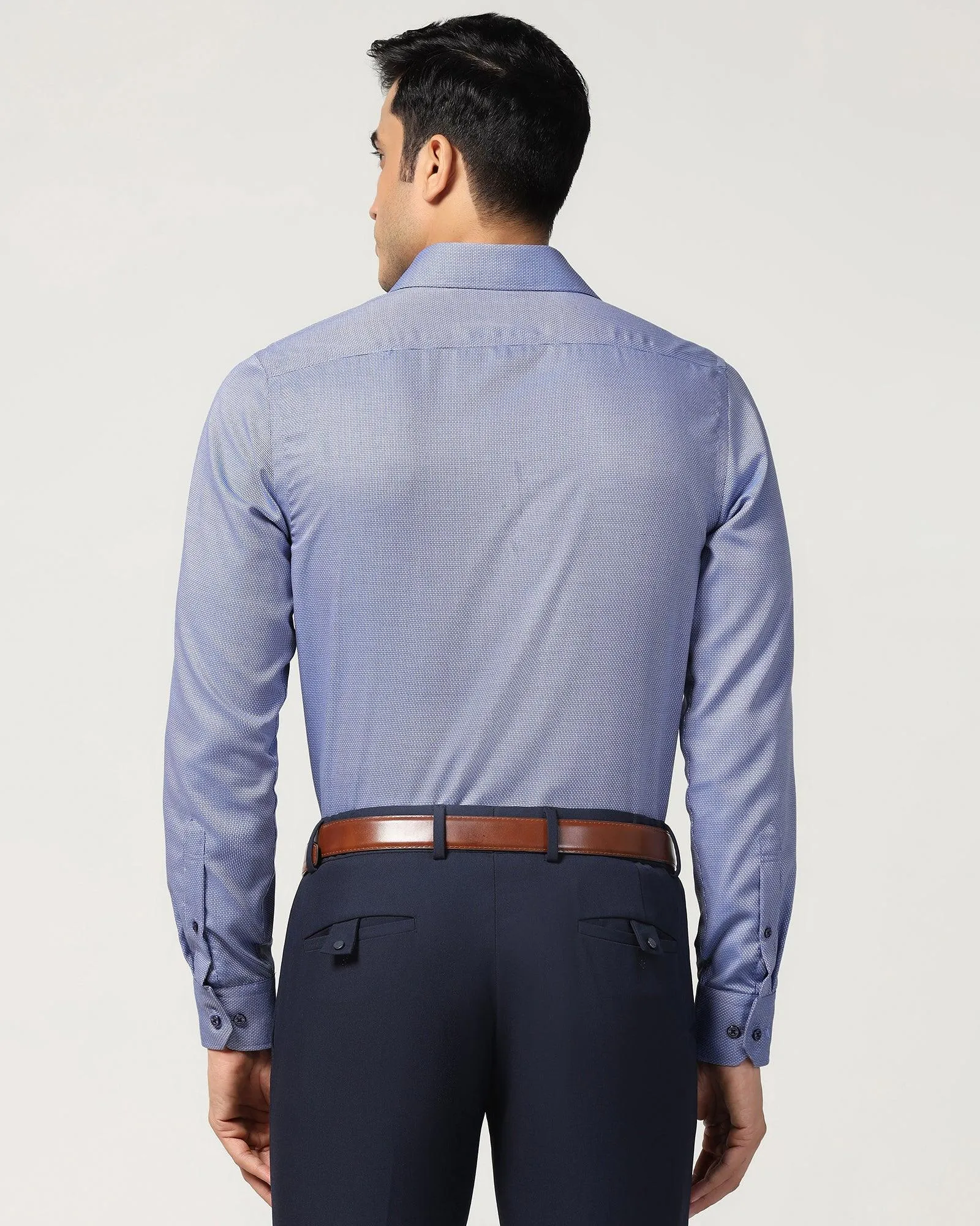 Non Iron Formal Blue Textured Shirt - Zaiden