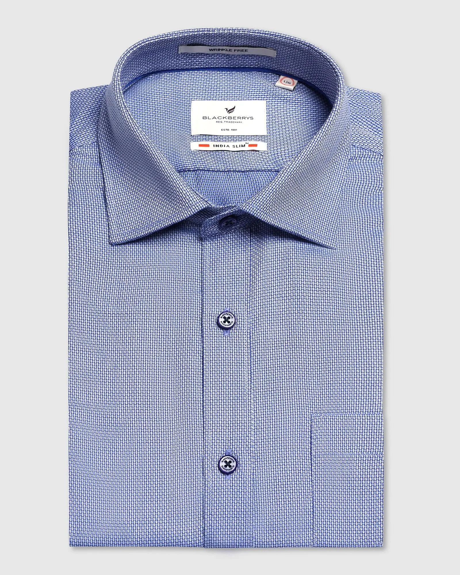 Non Iron Formal Blue Textured Shirt - Zaiden