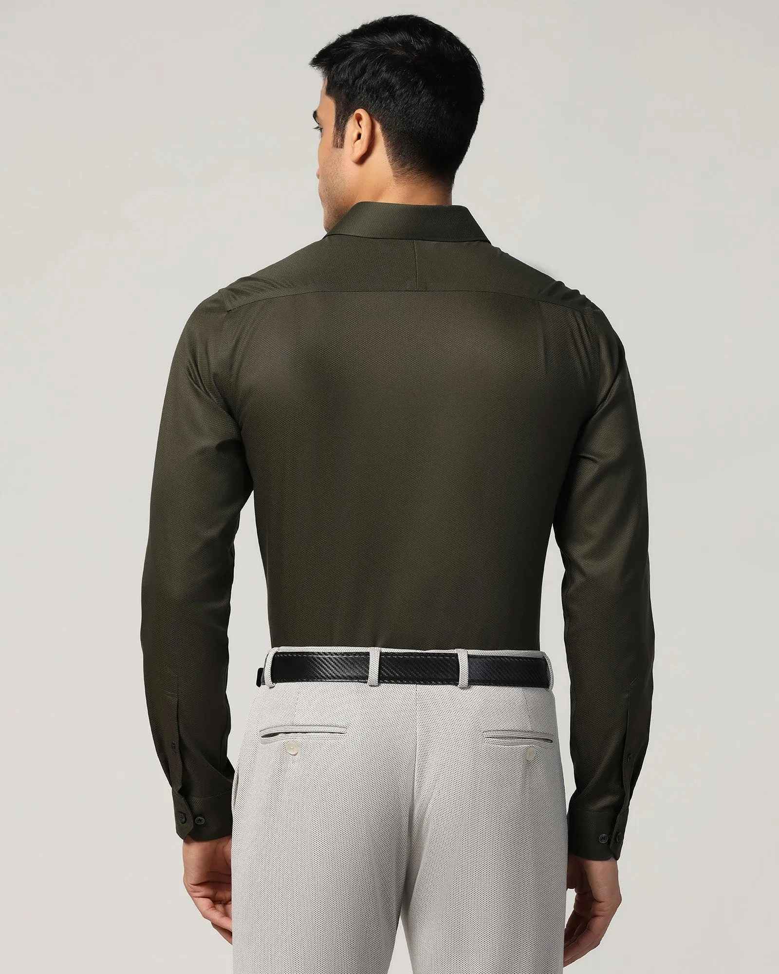 Non Iron Formal Olive Textured Shirt - P31