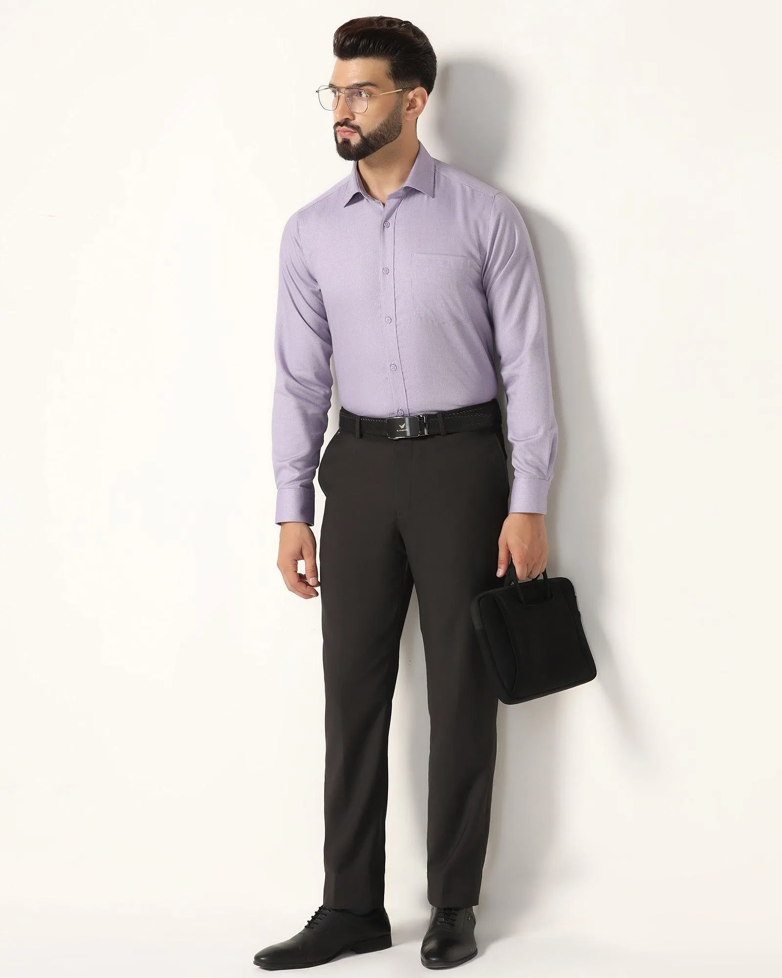 Non Iron Formal Purple Textured Shirt - Zaiden