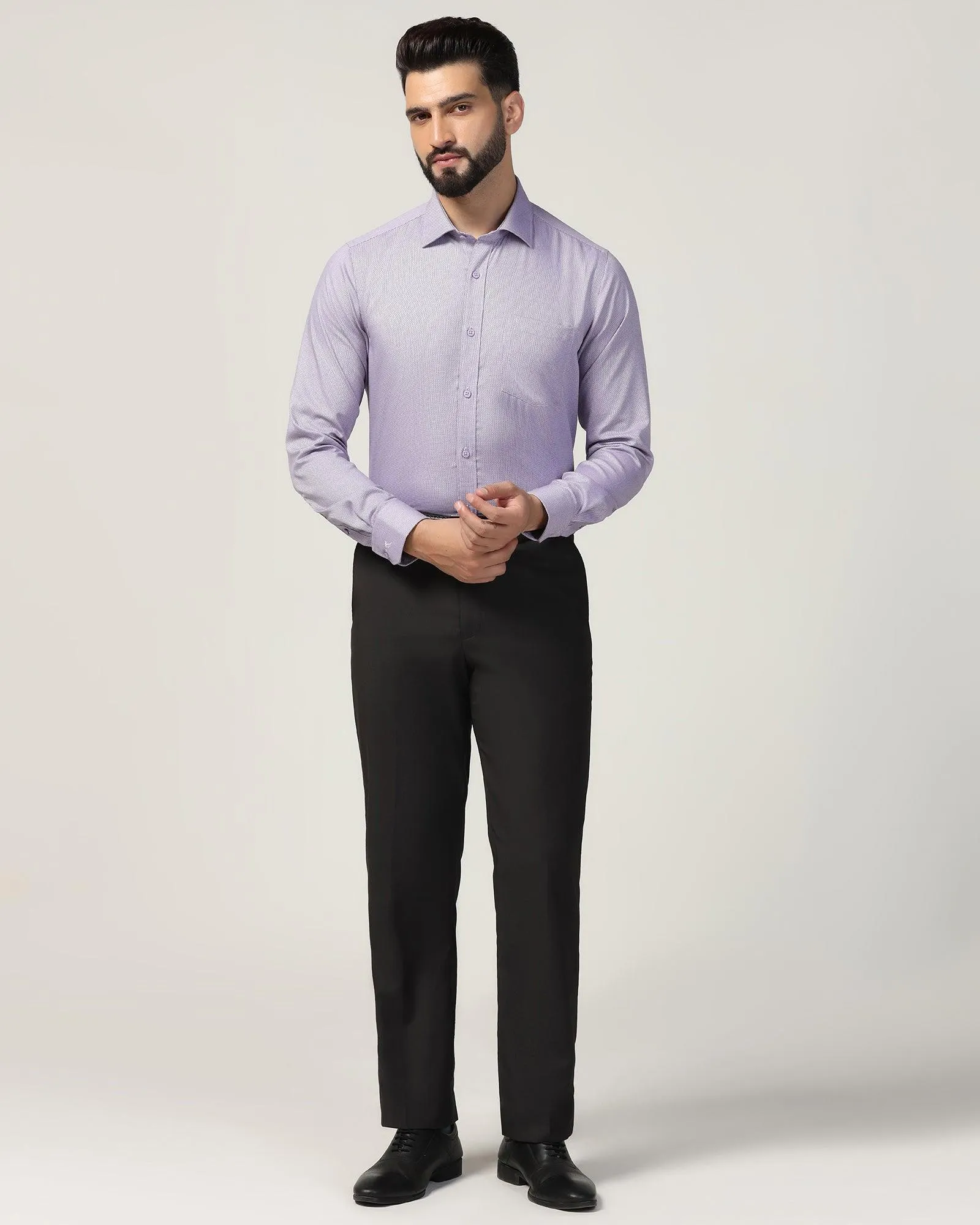 Non Iron Formal Purple Textured Shirt - Zaiden