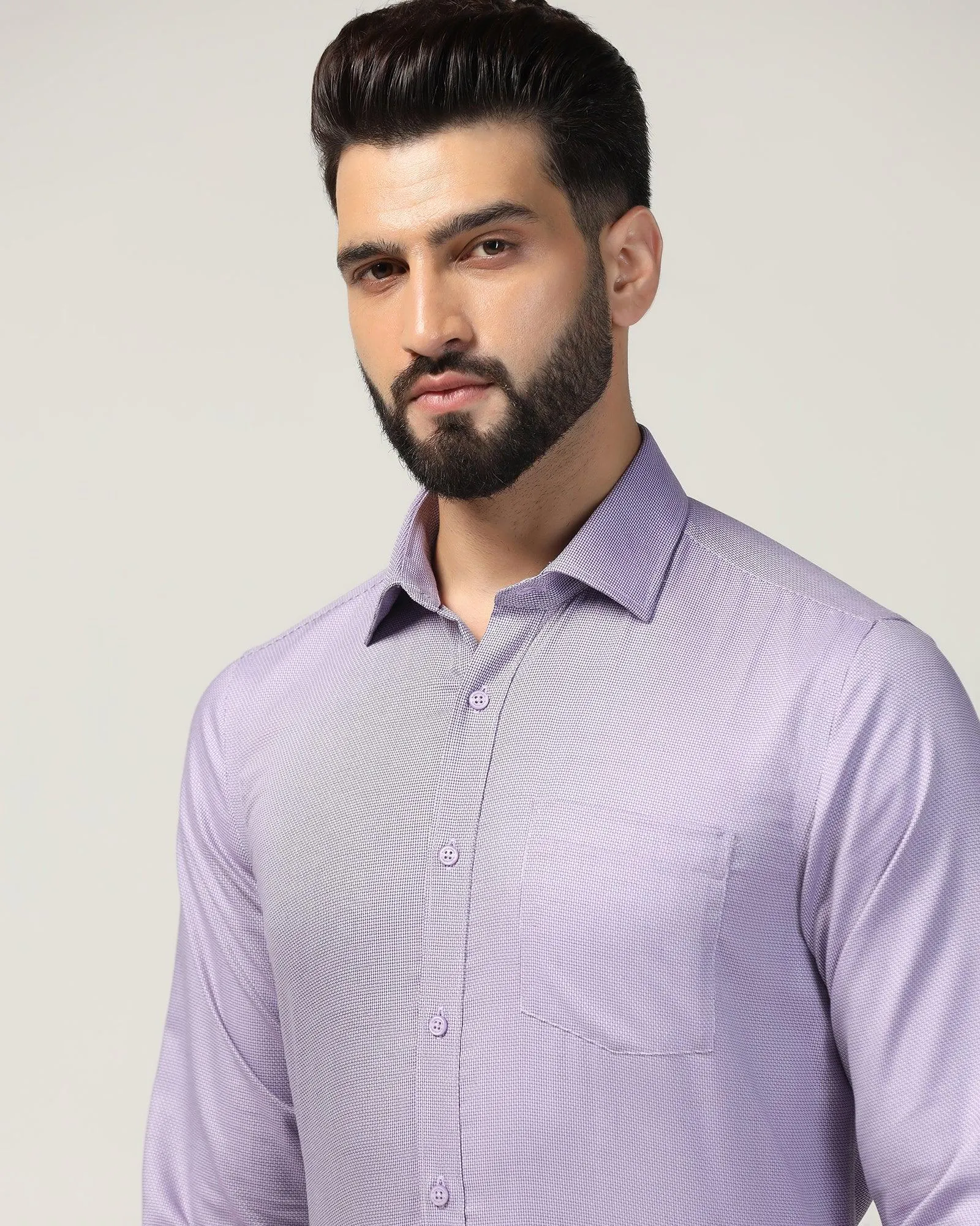 Non Iron Formal Purple Textured Shirt - Zaiden