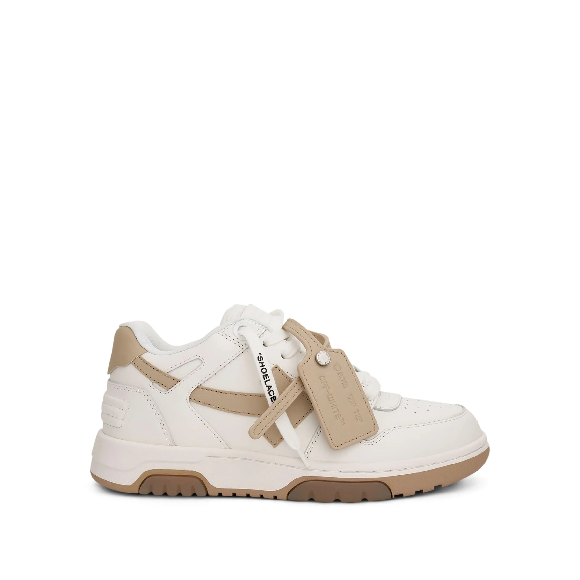 Out Of Office Calf Leather Sneakers in White/Sand