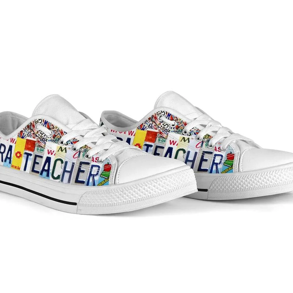 Para Teacher License Plates Low Top Shoes, Teacher Shoes, Low Top Sneakers