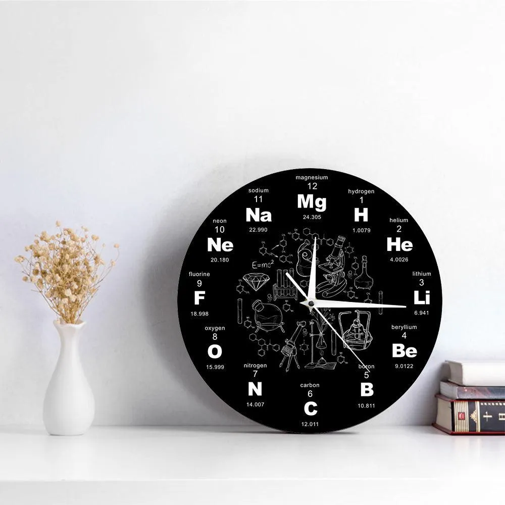 Periodic Table Of Elements Wall Art Chemical Symbols Wall Clock Educational ElementaL Display Classroom Clock Teacher's Gift