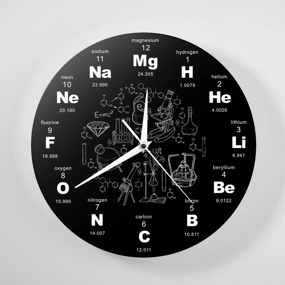 Periodic Table Of Elements Wall Art Chemical Symbols Wall Clock Educational ElementaL Display Classroom Clock Teacher's Gift