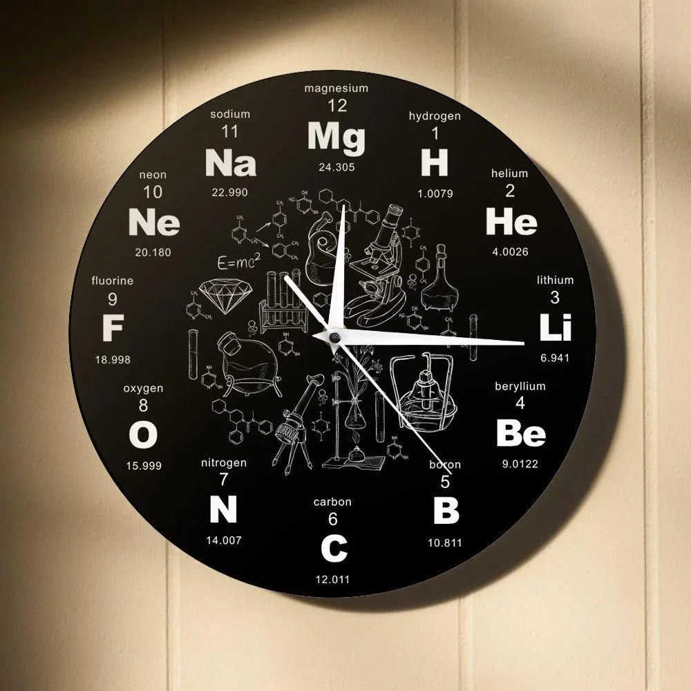 Periodic Table Of Elements Wall Art Chemical Symbols Wall Clock Educational ElementaL Display Classroom Clock Teacher's Gift