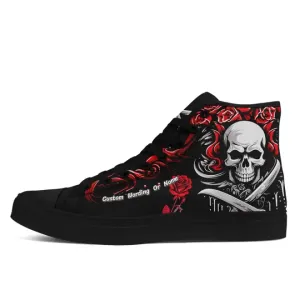 Personalized Skull High Top Sneakers, Custom Camo Canvas Shoes, Gift Shoes,FN-024-24023001