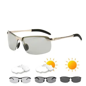 Photochromic Sunglasses Day and Night Vision Driving Eyewear (Silver)