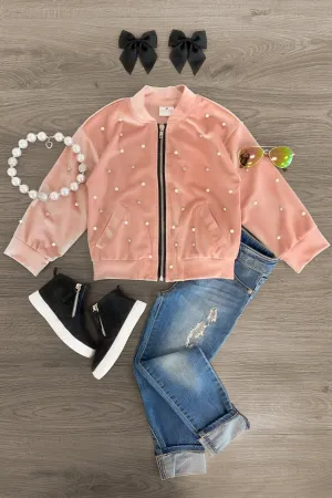 Pink Pearl Velvet Jacket