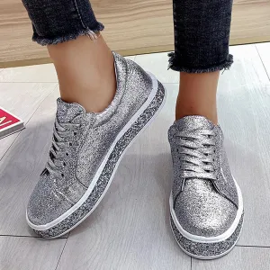 Platform Glitter Sequin Canvas Sneakers